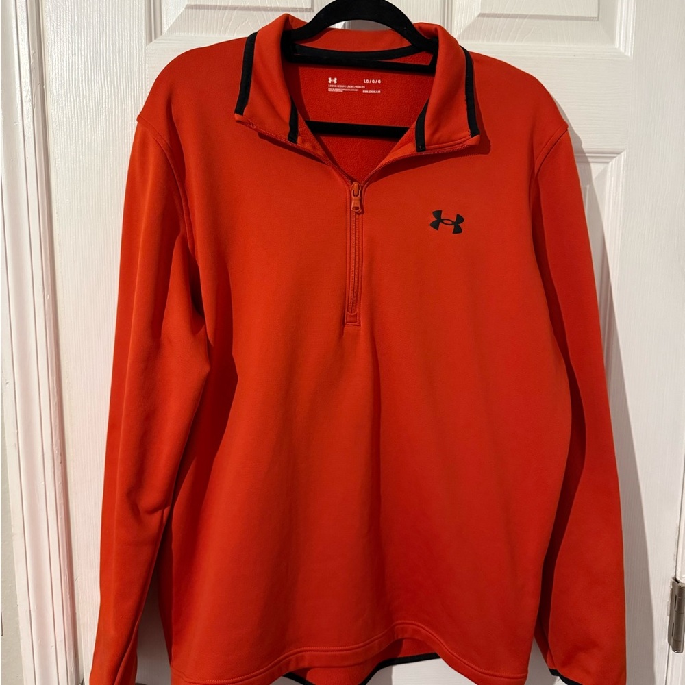 Men’s Under Armour Vibrant Orange Pullover Quarter Zip with Black Accents